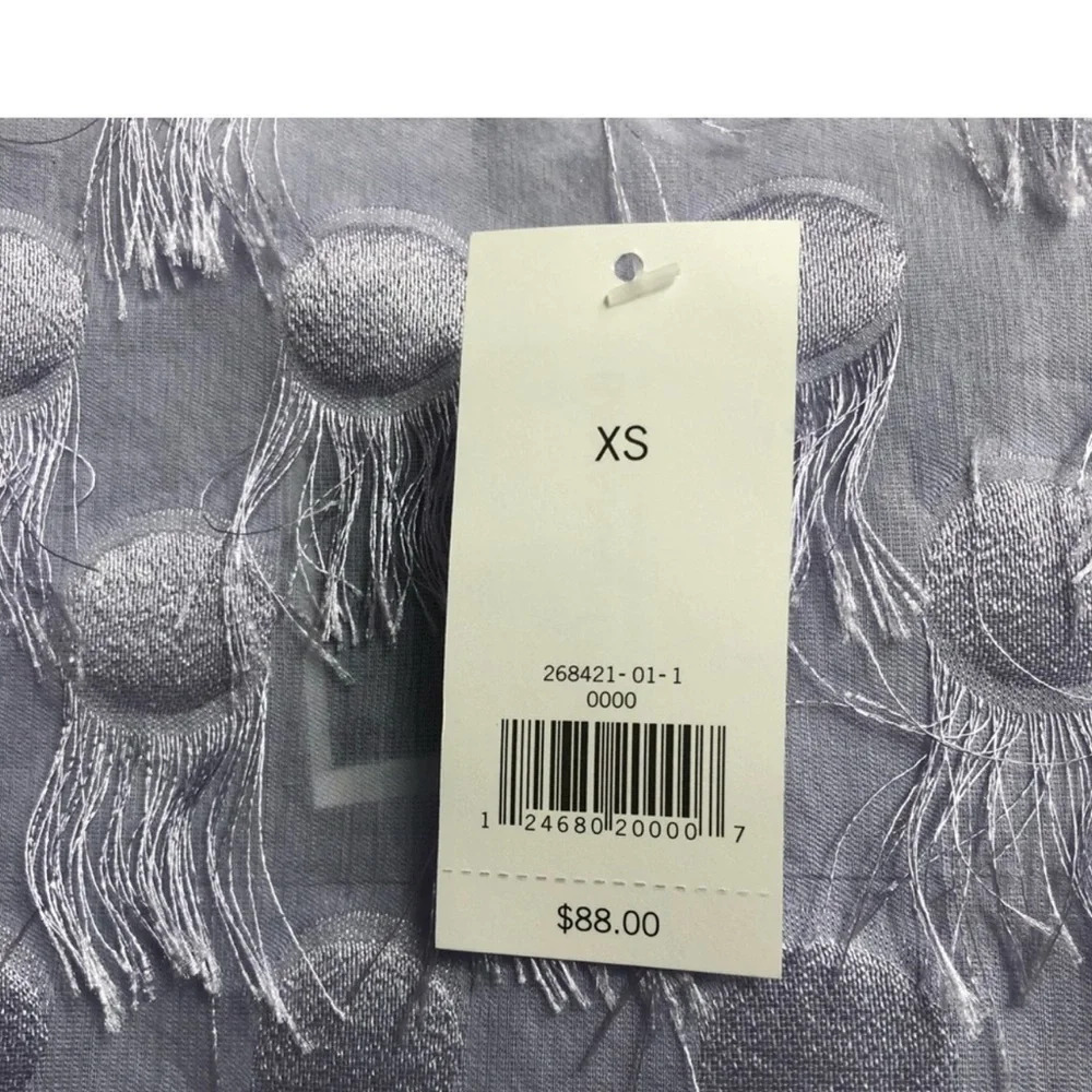 New Banana Republic Lilac lavender Polka-Dot Fringe Flutter short sleeve top - Picture 6 of 14